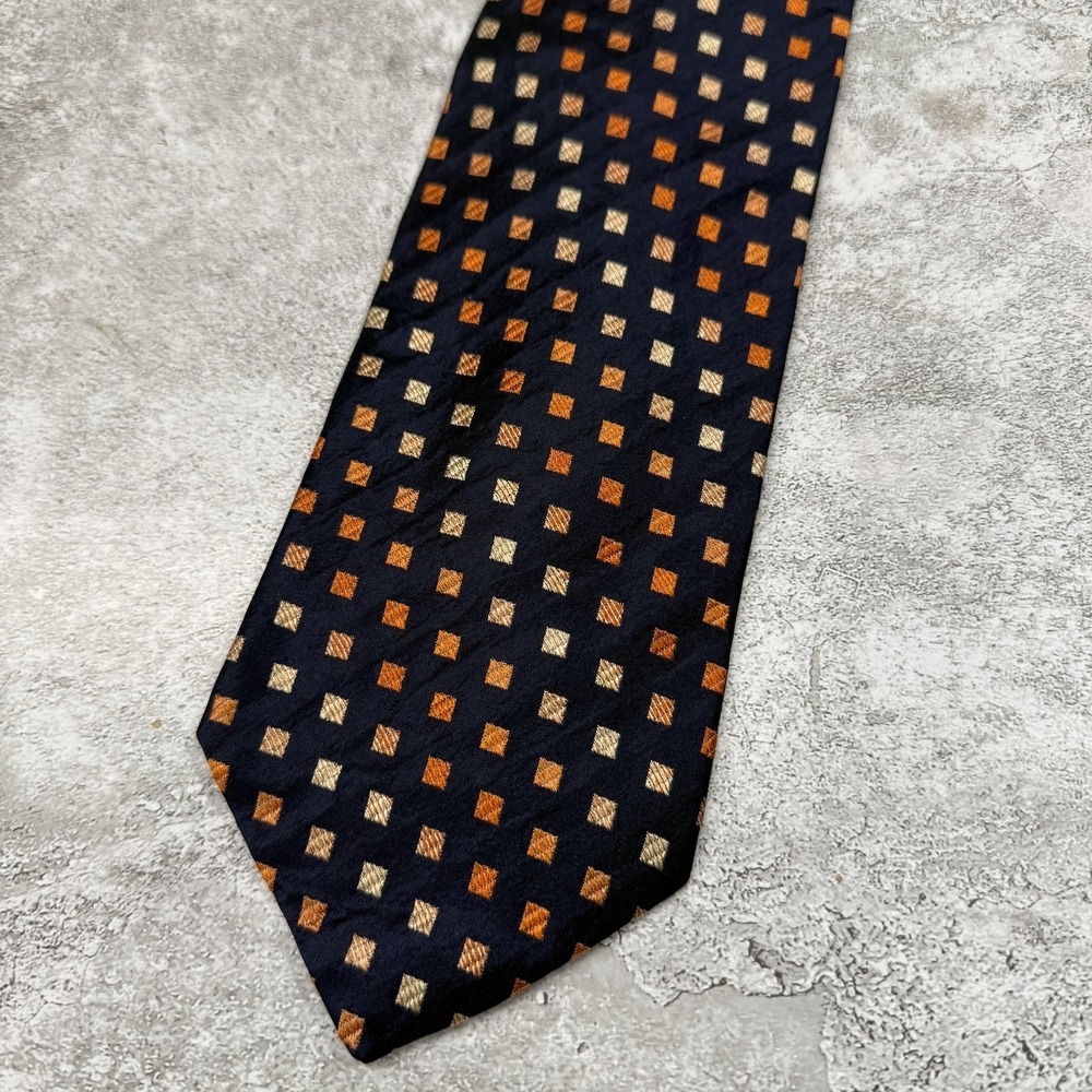 Structure Silk Tie Mens One Size Blue‎ Geometric Woven Made In USA Necktie 3.5"